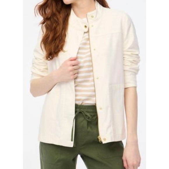 J Crew Utility Drawcord Full Zip Snap Long Sleeve Trendy Jacket US Women's S New - Picture 1 of 9